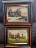 4 Schilderijtjes J. Verda - 14x18cm, Ophalen of Verzenden