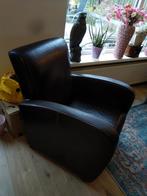 Donkerbruine leren fauteuil - gratis af te halen, Ophalen of Verzenden