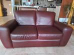 Bank bordeaux rood leer, Huis en Inrichting, Banken | Bankstellen, Ophalen, Gebruikt, 150 tot 200 cm, Tweepersoons