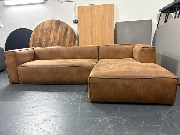 Cognac Hoekbank, Huis en Inrichting, Banken | Bankstellen, Zo goed als nieuw, Vierpersoons of meer, 150 cm of meer, Ophalen of Verzenden