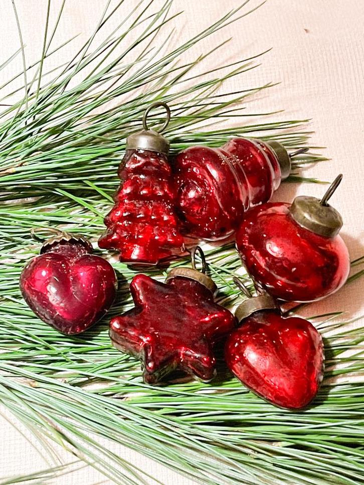 Rode glazen kerstornamenten, Diversen, Kerst, Zo goed als nieuw, Ophalen of Verzenden