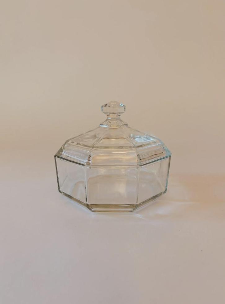 GLAZEN BONBON SCHAALTJE MET DEKSEL | ARCOROC FRANCE, Antiek en Kunst, Antiek | Glas en Kristal, Ophalen of Verzenden