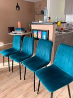 Eetkamerstoelen 4 petrol velvet, Huis en Inrichting, Stoelen, Ophalen, Zo goed als nieuw, Overige kleuren, Vier