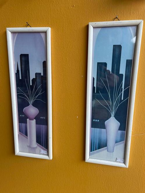 2 vintage jaren 80 wand lijsten, stad afbeelding, Huis en Inrichting, Woonaccessoires | Lijsten, Zo goed als nieuw, Minder dan 50 cm