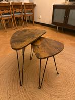 Set van 2 houten bijzettafels, Huis en Inrichting, Tafels | Bijzettafels, Ophalen, Minder dan 45 cm, Minder dan 55 cm, Zo goed als nieuw