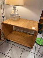 Grenen bijzettafel op wieltjes 1970, 45 tot 60 cm, Gebruikt, Verzenden, 55 tot 75 cm
