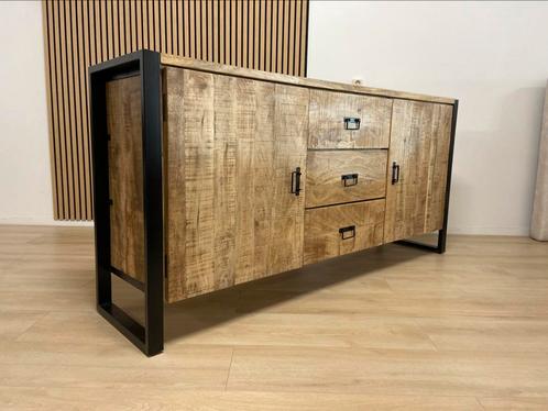 190 x 90 mango dressoir Britt industrieel laag model kast, Huis en Inrichting, Kasten | Dressoirs, Zo goed als nieuw, 150 tot 200 cm