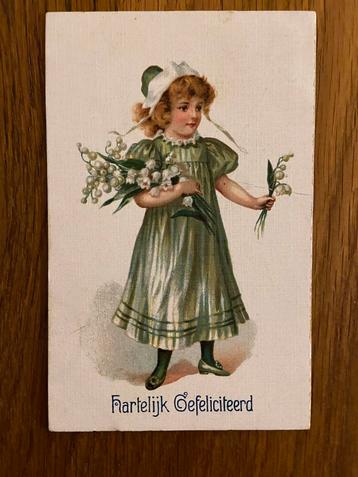 Oude ansichtkaart ansicht kaart Hartelijk Gefeliciteerd beschikbaar voor biedingen