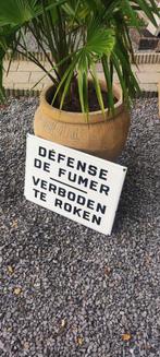 Emaille bord  verboden te roken   Defense de fumer, Ophalen of Verzenden, Gebruikt, Reclamebord
