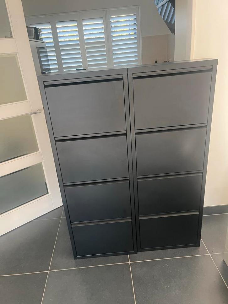 2 x Zwarte Schoenenkast - 4 Vakken ieder, Huis en Inrichting, Kasten | Schoenenkasten, Zo goed als nieuw, Ophalen of Verzenden