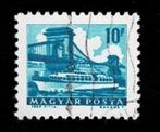 postzegel 1555 Hongarije Excursieboot en kettingbrug Donau, Ophalen of Verzenden, Gestempeld