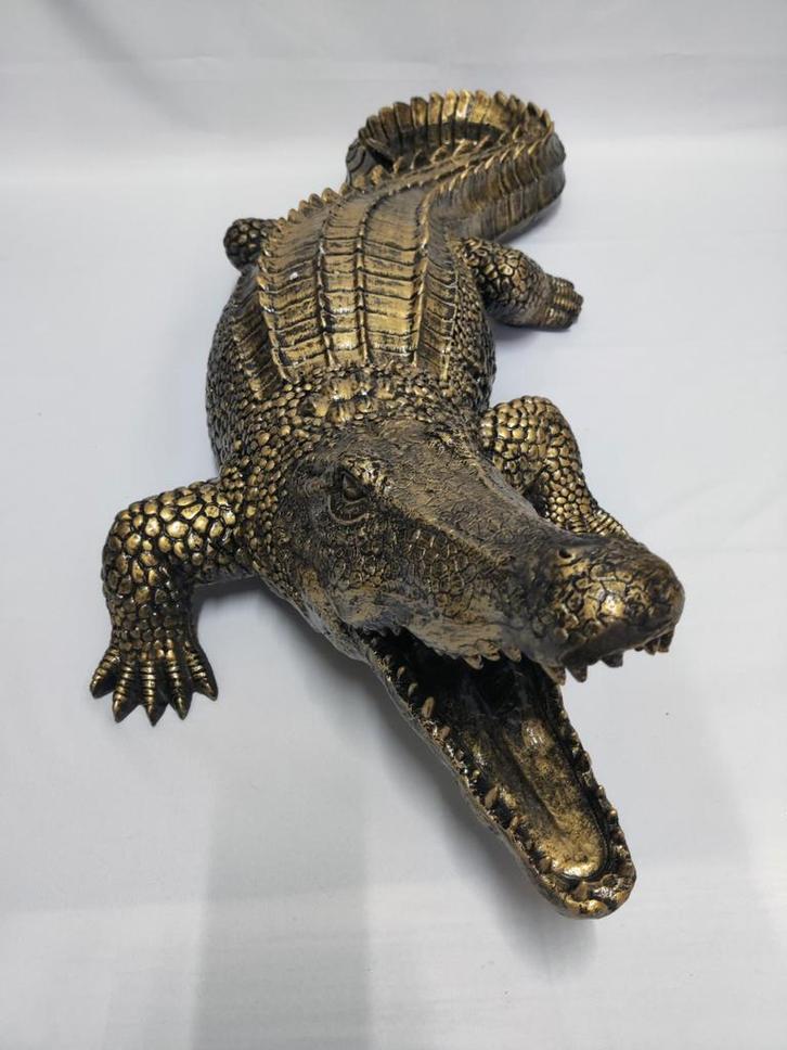 Alligator, krokodil +/-100cm lang. Brons, Verzamelen, Beelden en Beeldjes, Nieuw, Dier, Ophalen of Verzenden