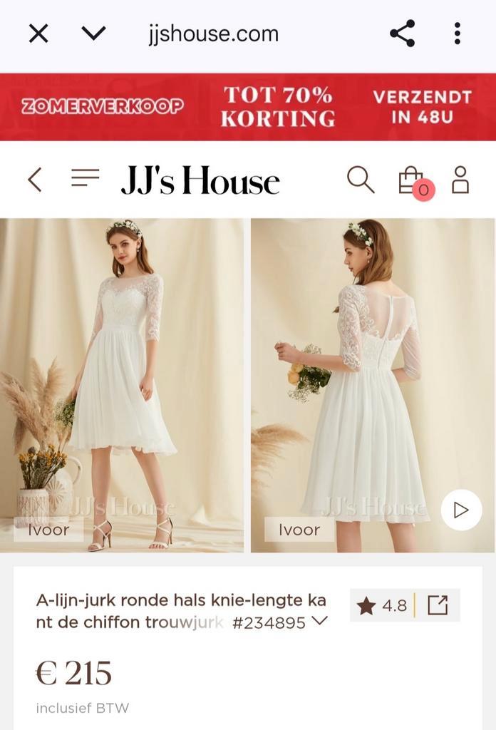 Elegante JJ's House Trouwjurk - Maat XL, Kleding | Dames, Trouwkleding en Trouwaccessoires, Gedragen, Trouwjurk, Wit, Ophalen of Verzenden