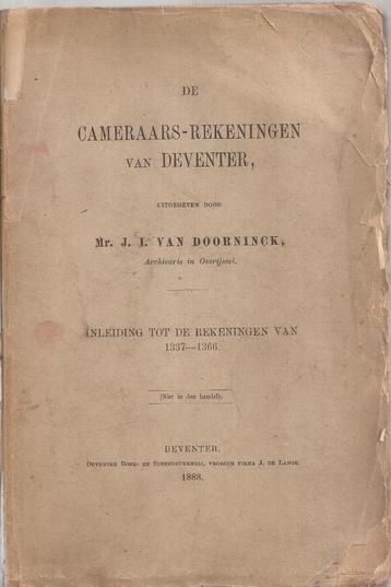 Doorninck, J.I. van - Cameraars - rekeningen van DEVENTER. I beschikbaar voor biedingen