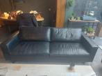Leren bank zwart 3-zits, Huis en Inrichting, Ophalen, Gebruikt, 75 tot 100 cm, Leer