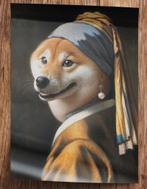 Shiba Inu Kunst Poster Meisje met de parel Vermeer, Ophalen of Verzenden, Nieuw, A1 t/m A3, Film en Tv