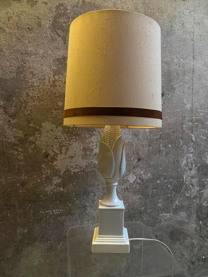 Corn cob / maïskolf lamp van wit porselein , jaren 60, Huis en Inrichting, Lampen | Tafellampen, Gebruikt, Minder dan 50 cm, Overige materialen