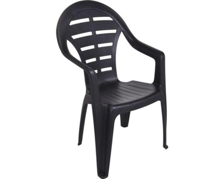 Guinea Tuinstoel(en) - Antraciet 60x55x91cm, Tuin en Terras, Tuinstoelen, Nieuw, Kunststof, Stapelbaar, Ophalen of Verzenden