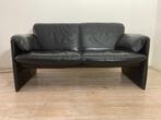 Leolux Bora-Bora zwart leder 2 zits (834), Huis en Inrichting, Banken | Bankstellen, Ophalen, Gebruikt, Tweepersoons, Rechte bank