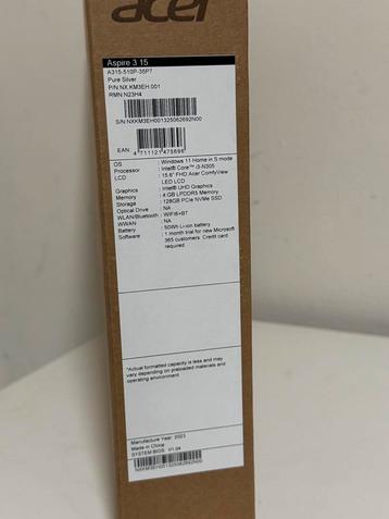 Nieuwe Acer Aspire 3 A315-510P-35P7  beschikbaar voor biedingen