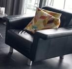Zwart lederen stoel, Huis en Inrichting, Stoelen, Ophalen, Gebruikt, Zwart, Leer