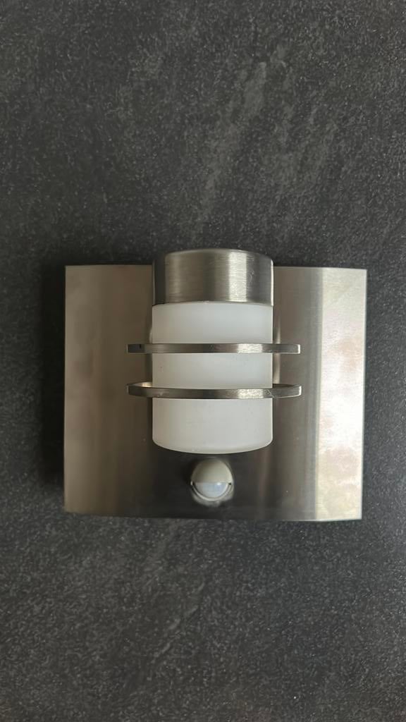 Rvs buitenlamp Massive met bewegingsmelder, Minder dan 50 watt, Wandlamp, Ophalen of Verzenden, Netvoeding