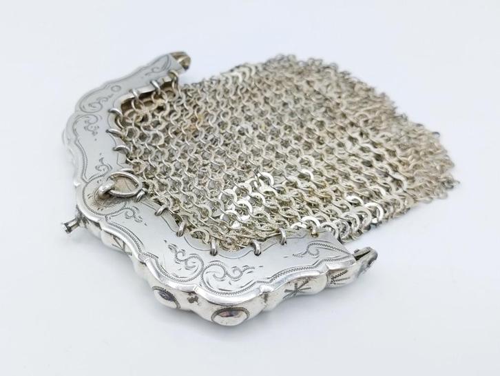 Zilveren beursbeugel met maliënkolder H. Copier, Schoonhoven, Antiek en Kunst, Antiek | Goud en Zilver, Zilver, Verzenden