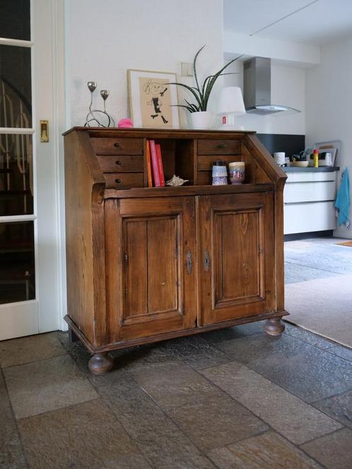 Vintage wandkast - secretaire met bovenkast.kast, Huis en Inrichting, Kasten | Vitrinekasten, Gebruikt, 150 tot 200 cm, 25 tot 50 cm