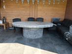 ovale granieten tuintafel, Tuin en Terras, Tuinsets en Loungesets, Ophalen, Gebruikt, Overige materialen, 6 zitplaatsen