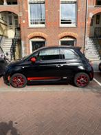 Fiat 500 E 2016 Zwart, Auto's, Zwart, 4 stoelen, Leder en Stof, Zwart