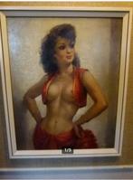 vintage schilderij ``Zuiderse Schone`` zigeunerin naakt, Antiek en Kunst, Kunst | Schilderijen | Klassiek, Ophalen
