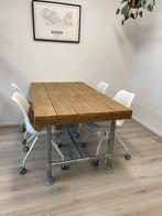 Eettafel 90 x 160 steigerhoutenblad, Huis en Inrichting, Tafels | Eettafels, Ophalen, 50 tot 100 cm, Zo goed als nieuw, 150 tot 200 cm