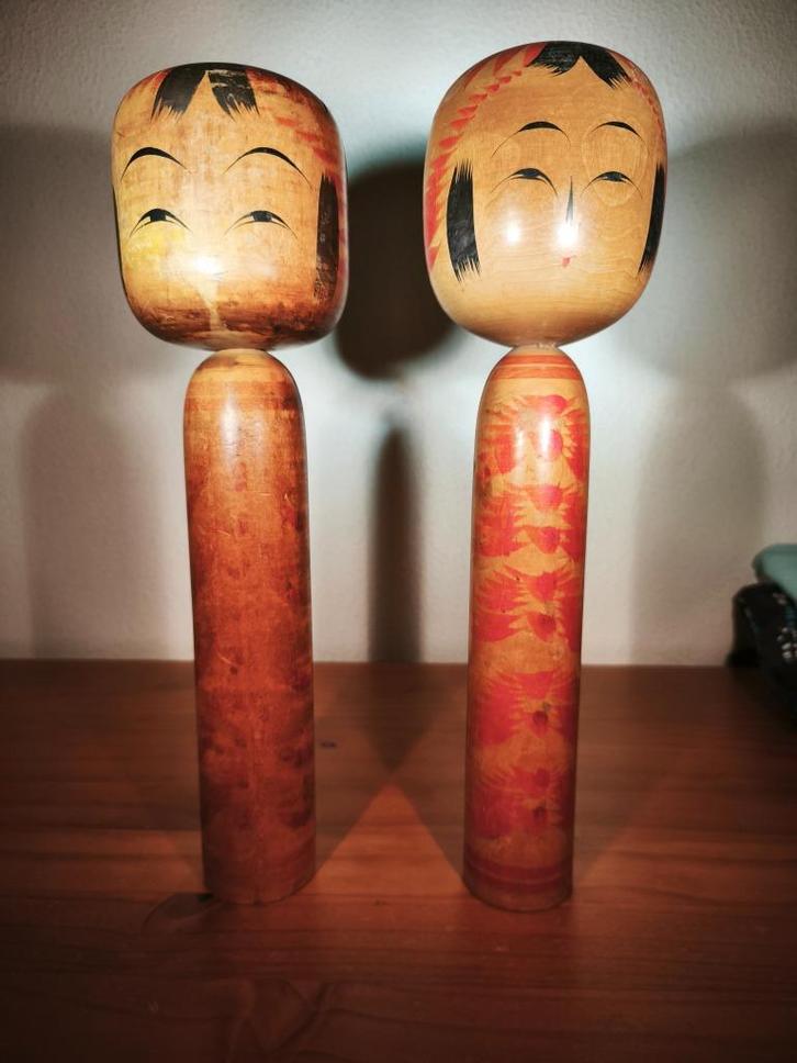 Set van 2 gebruikte Kokeshi poppen, Antiek en Kunst, Kunst | Niet-Westerse kunst, Ophalen
