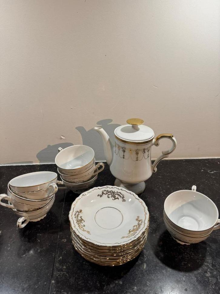 17-delig Vintage Tsjechisch Theeservies, Antiek en Kunst, Antiek | Servies compleet, Ophalen of Verzenden