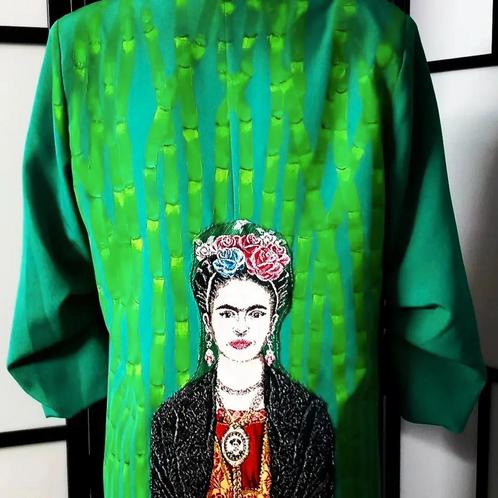Unieke handmade + handpainted blazer/kolbert. Helder groen, Kleding | Dames, Jasjes, Kostuums en Pakken, Nieuw, Jasje, Maat 38/40 (M)