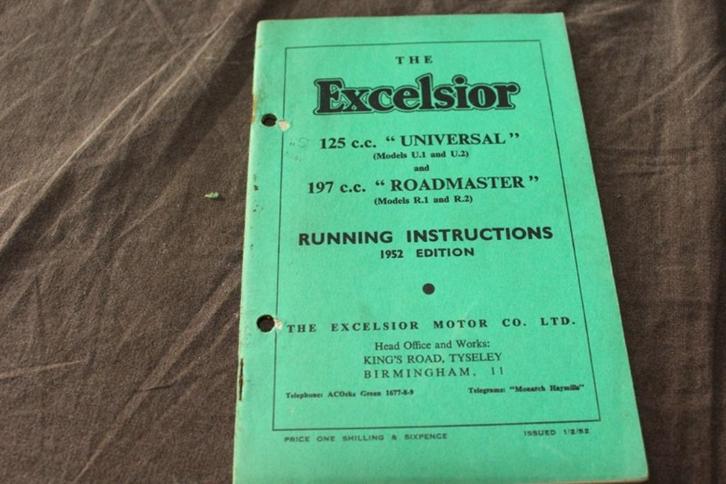 Excelsior 125cc Universal 197cc Roadmaster 1952 instructions, Motoren, Handleidingen en Instructieboekjes, Overige merken, Ophalen of Verzenden
