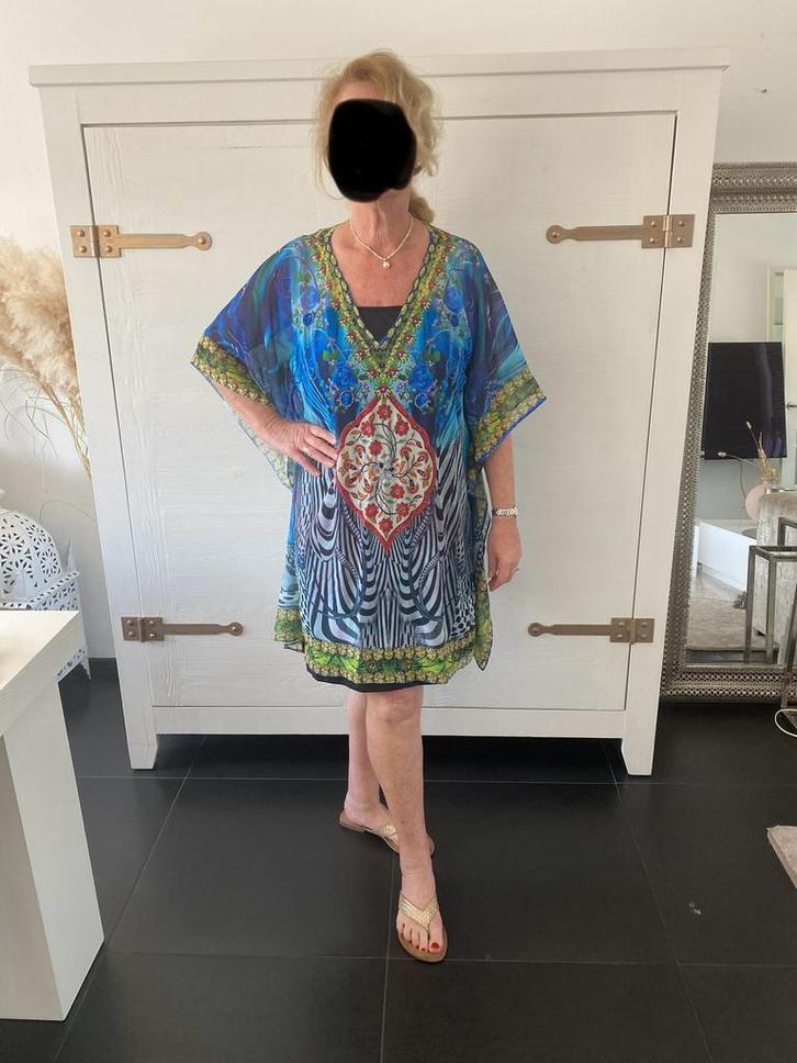 Blauwe strand jurk poncho cover up zomer onesize NIEUW!, Kleding | Dames, Jurken, Zo goed als nieuw, Blauw, Onder de knie, Ophalen of Verzenden