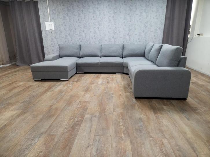 Mooi Grijs U Bankstel, Huis en Inrichting, Banken | Bankstellen, Gebruikt, Hoekbank, Overige maten, 300 cm of meer, 150 cm of meer
