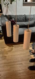 Hanglamp 3delig wit, Huis en Inrichting, Lampen | Hanglampen, Ophalen, Gebruikt, Barok print, Glas