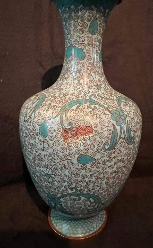 Cloisonnee:Antieke Koperen Vaas met Emaille Inlegwerk, Antiek en Kunst, Antiek | Vazen, Ophalen