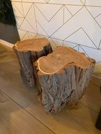 Bijzettafel van acaciahout 45 cm hoog, Minder dan 55 cm, Rond, Zo goed als nieuw, Hout