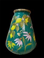Handbeschilderde vaas met citroenen, Minder dan 50 cm, Nieuw, Glas, Ophalen of Verzenden