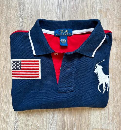 Ralph Lauren polo kind blauw/rood/wit, Kinderen en Baby's, Kinderkleding | Maat 146, Zo goed als nieuw, Jongen, Shirt of Longsleeve