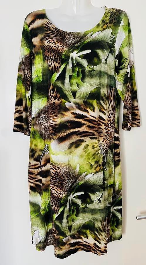 Angelle Milan groen/bruine jurk maat M, Kleding | Dames, Jurken, Zo goed als nieuw, Maat 38/40 (M), Groen, Knielengte, Ophalen of Verzenden