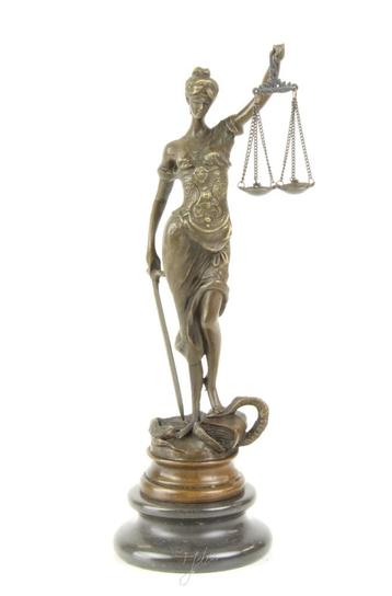 Bronzen Vrouwe Justitia beeld – Lady Justice 23,5cm DSBR-174 beschikbaar voor biedingen