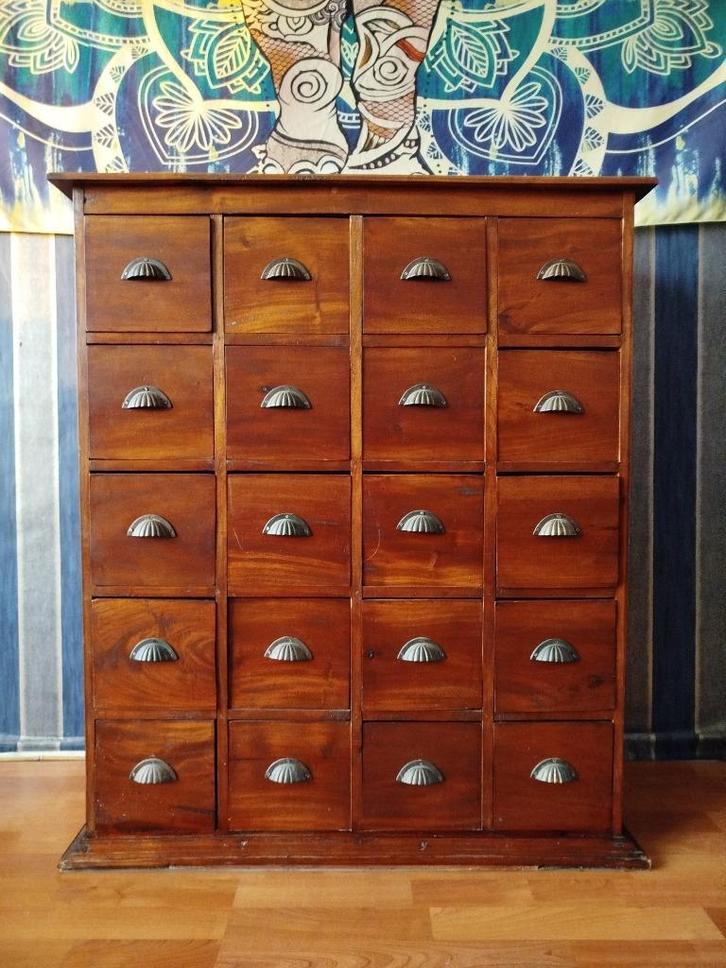 Apothekers kast, Huis en Inrichting, Kasten | Ladekasten, Gebruikt, 100 tot 150 cm, 50 tot 100 cm, 25 tot 50 cm, Kersenhout, 5 laden of meer