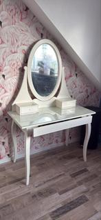 kaptafel met spiegel en glazen blad, Ophalen, 100 tot 150 cm, 50 tot 100 cm, Glas