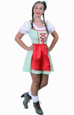 Lange Heidi Tirol Dirndl jurk groen rood oktoberfest XS S M, Carnaval, Nieuw, Ophalen of Verzenden, Kleding