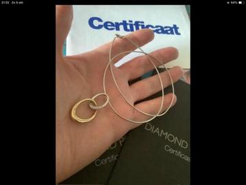 Diamond Point gouden set ketting en hanger Diamanten 14 k beschikbaar voor biedingen