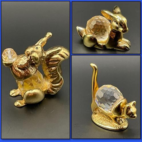 3x Lencia Star Collection miniatuur goud Oostenrijk kristal, Verzamelen, Swarovski, Zo goed als nieuw, Figuurtje, Ophalen of Verzenden